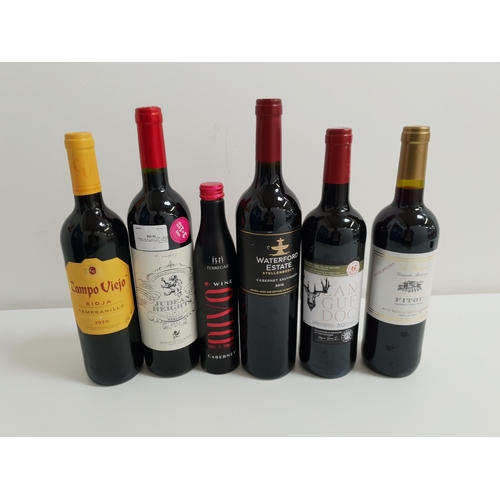 306 - SIX BOTTLES OF RED WINE
comprising one bottle of 2020 Languedoc (75cl and 13.5%); one bottle of Le P... 