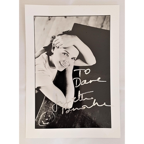 7 - JULIETTE BINOCHE
signed black and white photograph, 14.7cm x 10.5cm. With dedication to Dave
Note: F... 