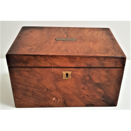 271 - VICTORIAN WALNUT STATIONARY BOX
the sloping lift up lid inset with a brass plaque, the interior with... 