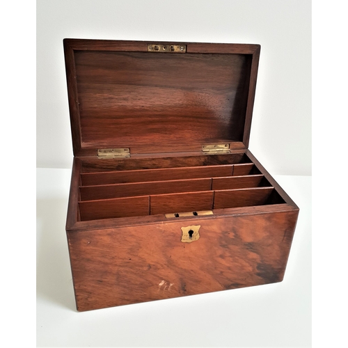 271 - VICTORIAN WALNUT STATIONARY BOX
the sloping lift up lid inset with a brass plaque, the interior with... 