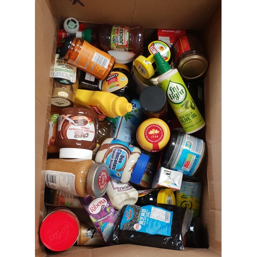 17 - ONE BOX OF CONSUMABLE ITEMS
including: Tahini, Marmite, Peanut Butter, Balsamic Vinegar, Oil, Hot Sa... 