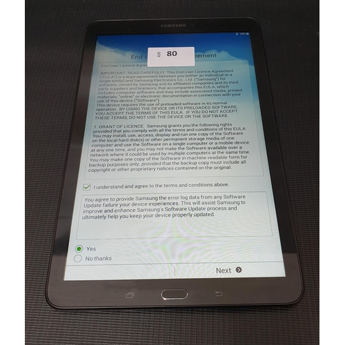 80 - SAMSUNG GALAXY TAB E 9.6
serial number: R52J50AKAYD, 8GB, NOT Google Account Locked, Note: It is the... 