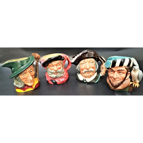 178 - FOUR ROYAL DOULTON CHARACTER JUGS
Sancho Panca D6461, Pied Piper D6462, The Falconer D6540 and Falst... 