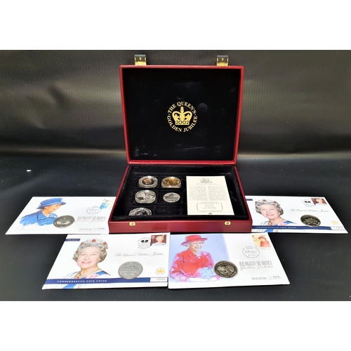 462 - SELECTION OF MOSTLY GOLDEN JUBILLE COMMEMORATIVE COINS AND COIN COVERS
comprising three silver proof... 