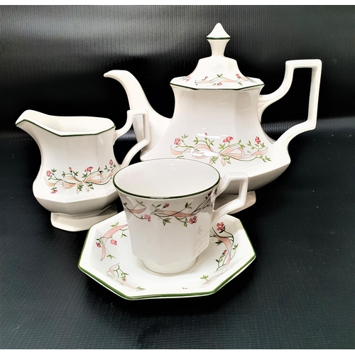 186 - JOHNSON BROTHERS BACHELOR'S TEA SERVICE
with a white ground and floral border with a green rim, comp... 