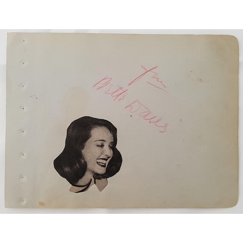 62 - BETTE DAVIS AND MICKY ROONEY
signatures and cut out images of the stars on each side of a page taken... 