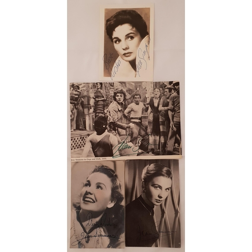 63 - JEAN SIMMONS
three signed postcards/promotional images; and a signed magazine cut out showing a scen... 