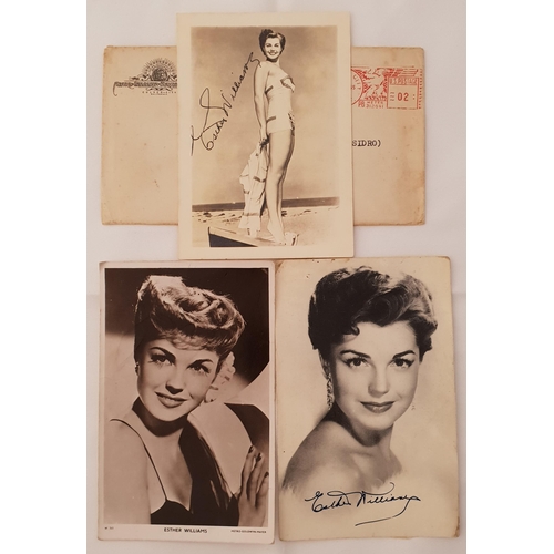 64 - ESTHER WILLIAMS
two signed postcards/photographs, one with original envelope sent from MGM; together... 