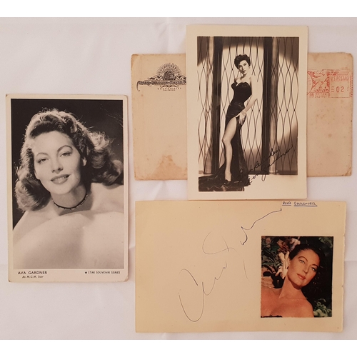 66 - AVA GARDNER
signed postcards/photograph, with original envelope sent from MGM; together with signed ... 