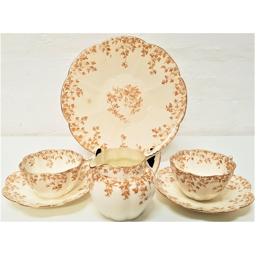 174 - WILEMAN & CO FOLEY TEA SET
decorated with a cream ground and brown ivy, comprising tea cups and sauc... 