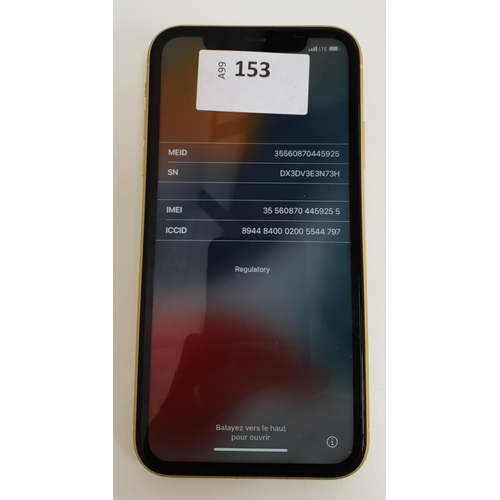 153 - APPLE IPHONE 11
imei: 355608704459255, serial number: DX3DV3E3N73H, Apple Account Locked, Note: It i... 