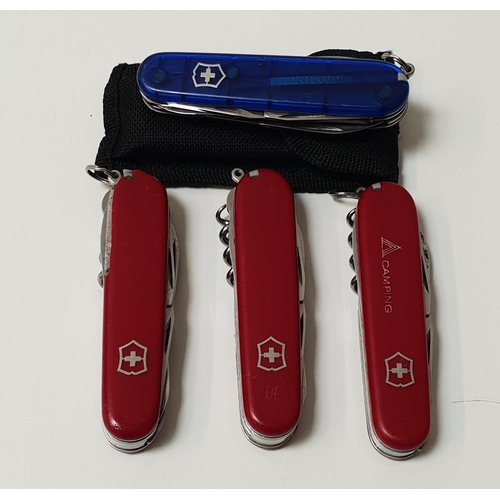 193 - SELECTION OF FOUR VICTORINOX SWISS ARMY PENKNIVES
Various sizes. Note: You must be over 18 years of ... 