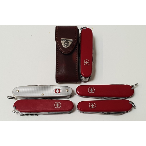 194 - SELECTION OF FIVE VICTORINOX SWISS ARMY PENKNIVES
Various sizes. Note: You must be over 18 years of ... 