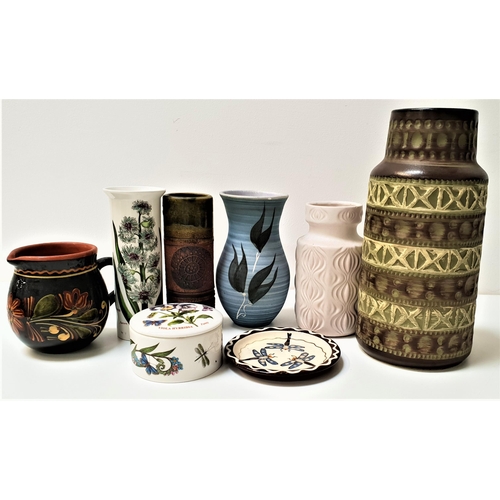 232 - SELECTION OF DECORATIVE POTTERY
including two West German vases, 25.5cm and 15.5cm high, Wimborne va... 