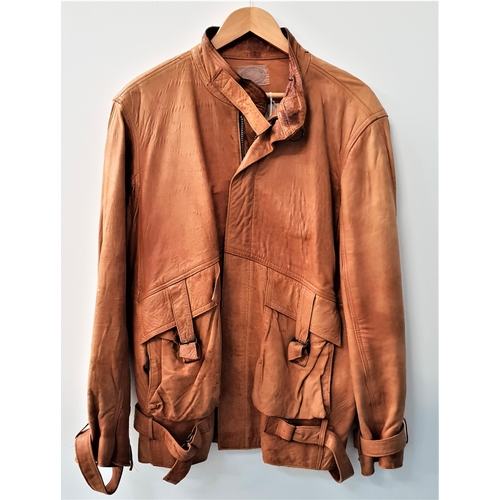 398 - GAY IRONMONGER GENTS LEATHER JACKET
in light tan, zip closure and below pockets, size 40