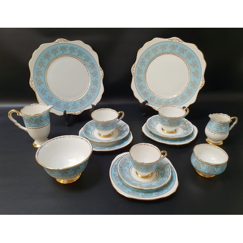 224 - ROYAL STAFFORD TEA AND COFFEE SET
decorated with a pale blue border with gilt highlights, comprising... 