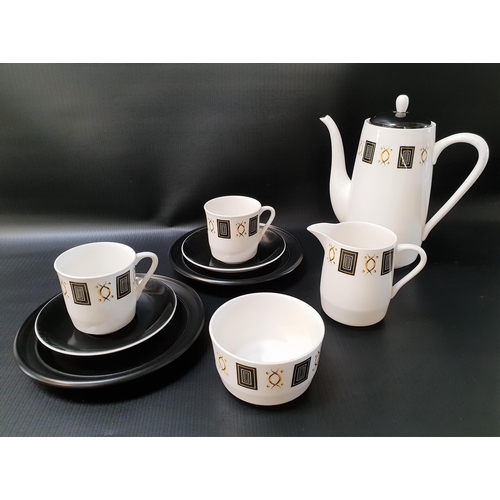 254 - ROYAL STAFFORD COFFEE SET
with a white and black design, comprising six cups and saucers, six side p... 