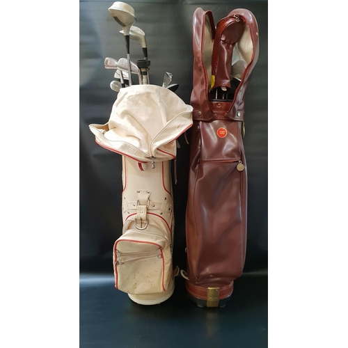 419 - TWO PART SETS OF GOLF CLUBS
contained in a brown Slazenger snake skin effect bag with a Northwestern... 