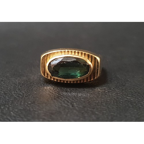 76 - GREEN TOURMALINE DRESS RING
the single oval cut tourmaline approximately 2cts in bezel setting, on n... 