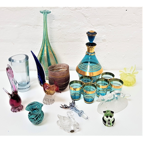 266 - MIXED LOT OF GLASSWARE
including a Mdina bottle vase, 36cm high, Royal Crystal Rock swan, coloured g... 