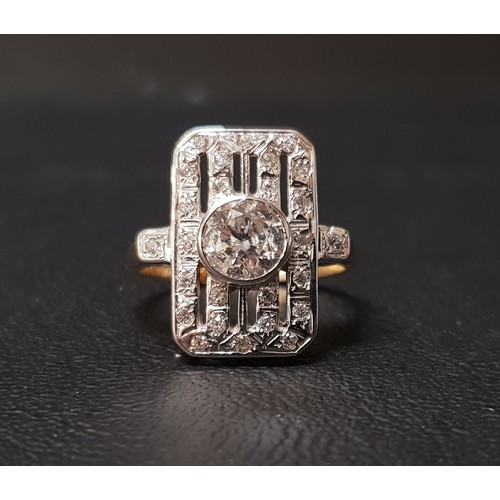 80 - IMPRESSIVE ART DECO STYLE DIAMOND PLAQUE RING
the central diamond approximately 1.05ct surrounded by... 