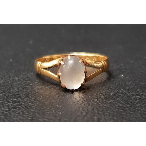 92 - ATTRACTIVE VICTORIAN MOONSTONE SINGLE STONE RING
the central oval cabochon moonstone on eighteen car... 