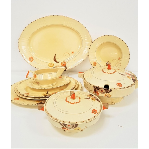 239 - MYOTT SON & CO DINNER SERVICE
with a yellow ground decorated with floral sprays, comprising eight so... 