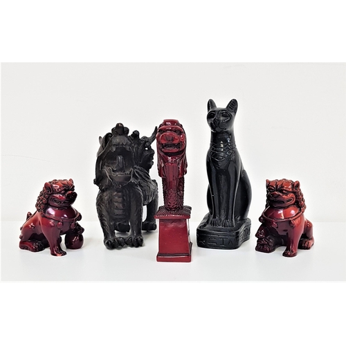 286 - SELECTION OF ANIMAL FIGURES
including an Egyptian cat, 16cm high, pair of Dogs of Fo, 8cm high, Sing... 