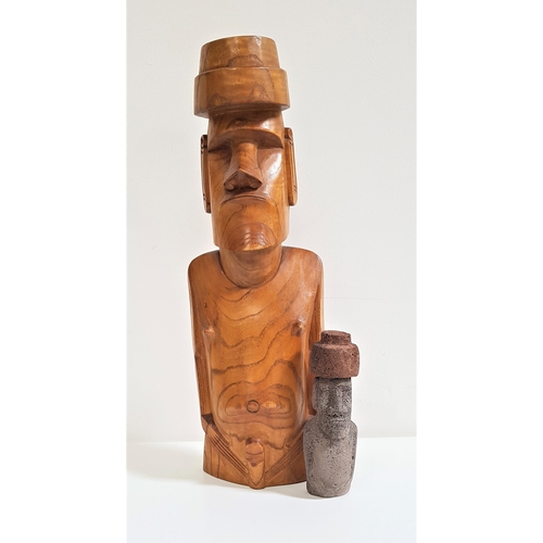 279 - EASTER ISLAND MOAI CARVED WOOD FIGURE
with carvings to both sides, 51cm high, together with a simila... 