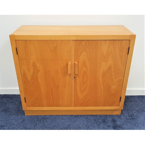 473 - BEECH SIDE CABINET
with a plain top above a pair of cupboard doors, standing on a plinth base, 106cm... 