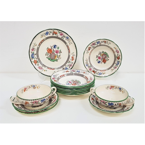 223 - COPELAND SPODE PART DINNER SERVICE
decorated in the Chinese Rose pattern and comprising six soup bow... 