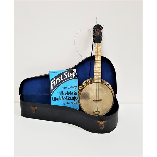 379 - BROADCASTER UKELELE
with a mahogany neck with mottled plastic overlay, in a fitted case with instruc... 