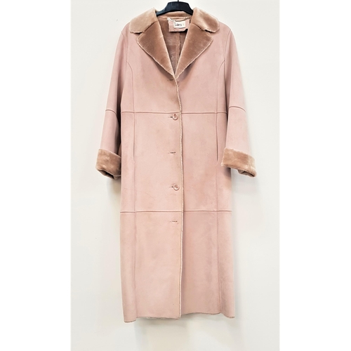 397 - LIBRA FAUX SHEEPSKIN FULL LENGTH COAT
in baby pink, size 12