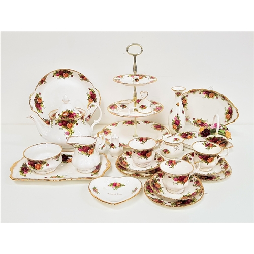 243 - ROYAL ALBERT OLD COUNTRY ROSES TEA SET
comprising a three tier cake stand, six cups, eight saucers, ... 