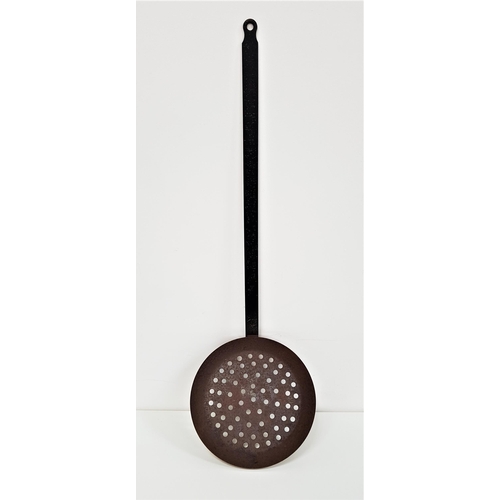 308 - STEEL CHESTNUT ROASTING PAN
with a pierced bowl and long handle, 90cm long