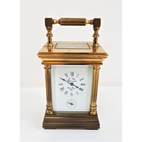 336 - SMALL GILT BRASS FRENCH CARRIAGE CLOCK
with five bevelled glass panels, the enamel dial with Roman n... 