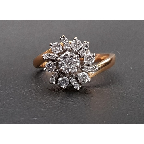 86 - DIAMOND CLUSTER RING
the multi diamonds totalling approximately 0.48cts, in twenty-one carat gold, r... 