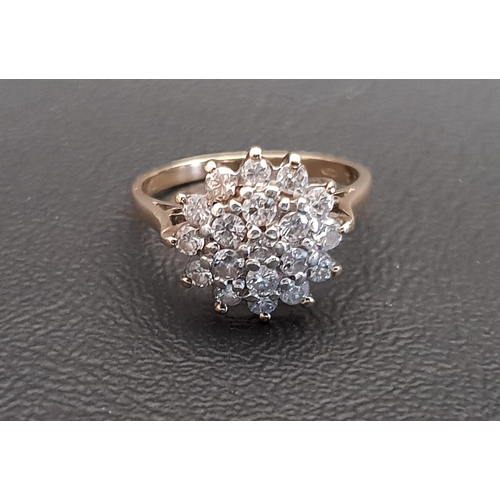 83 - DIAMOND CLUSTER RING
the nineteen diamonds totalling approximately 0.85cts, on nine carat gold shank... 