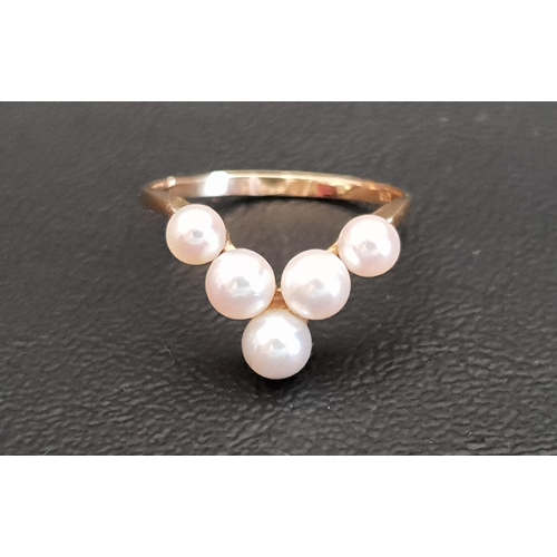 69 - PEARL SET WISHBONE RING
on eighteen carat gold shank, ring size P