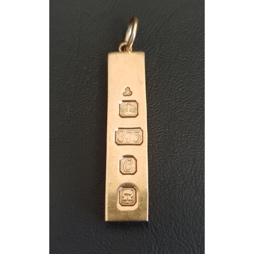 167 - NINE CARAT GOLD INGOT PENDANT
4.8cm high excluding suspension loop, approximately 30 grams