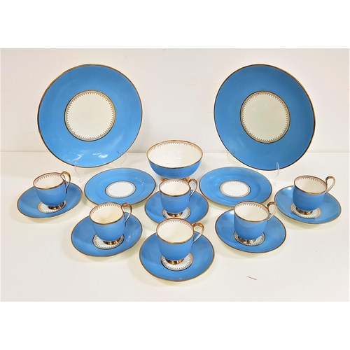 253 - AYNSLEY PART TEA SET
with a pale blue and gilt ground, comprising ten cups, twelve saucers, twelve s... 