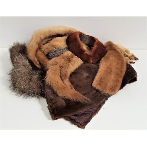 402 - SELECTION OF FURS
including a brown mink collar, light brown mink collar, dark brown mink shawl, thr... 