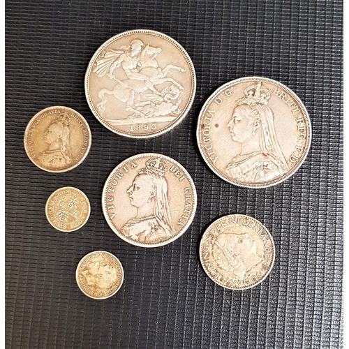 412 - SELECTION OF BRITISH SILVER COINS
all pre-1920, including two crowns dating from 1887 and 1893, and ... 