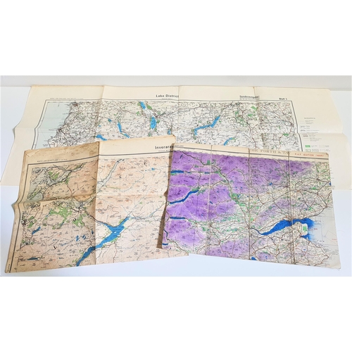 420 - MILITARY INTREST
R.A.F. Edition Ordnance Survey map of The Forth and Tay, together with two German A... 