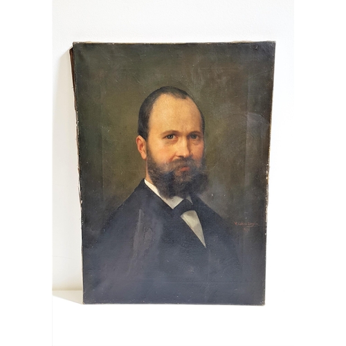 438 - V. CODINA LANGTON
Victorian gentleman, oil on canvas, signed and dated 1876, 59cm x 43cm