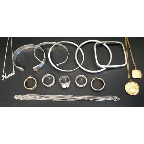 71 - SELECTION OF SILVER AND GOLD PLATED JEWELLERY
including two fourteen carat gold plated coin pendants... 