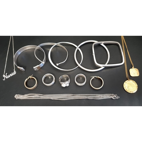 71 - SELECTION OF SILVER AND GOLD PLATED JEWELLERY
including two fourteen carat gold plated coin pendants... 