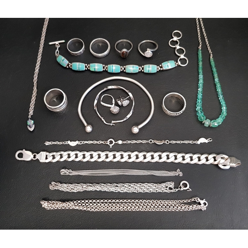 87 - GOOD SELECTION OF SILVER AND SILVER MOUNTED JEWELLERY
including an opal and turquoise set link brace... 