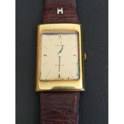 169 - 1970s OMEGA DE VILLE WRISTWATCH
the rectangular champagne dial with baton markers, with a manual win... 