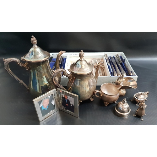 196 - SELECTION OF SILVER PLATE
including a Rogers Brothers part canteen of cutlery, tea pot, hot water ju... 